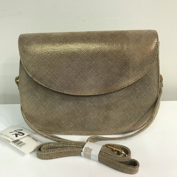 J.Renee Handbags - J. Renee Bronze Linen Leather Handbag